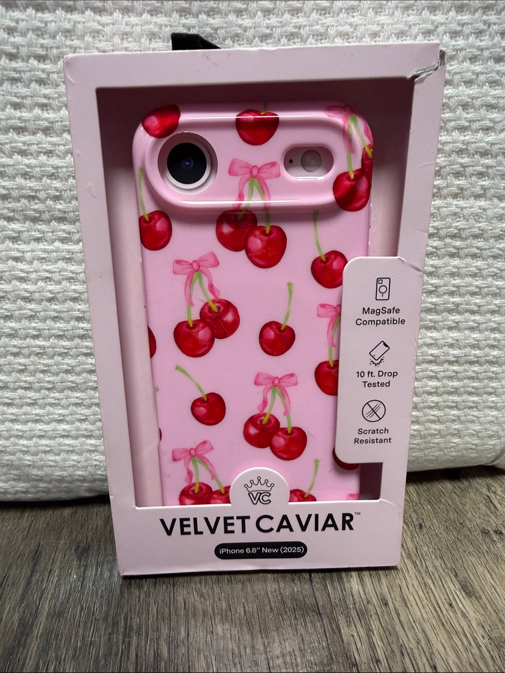Velvet Caviar Pink Cherry iPhone Case with Red Cherry Print for iPhone 6.6”